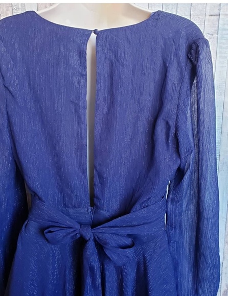 Fashion Nova navy metallic long sleeved romper (shorts) - Picture 5 of 7